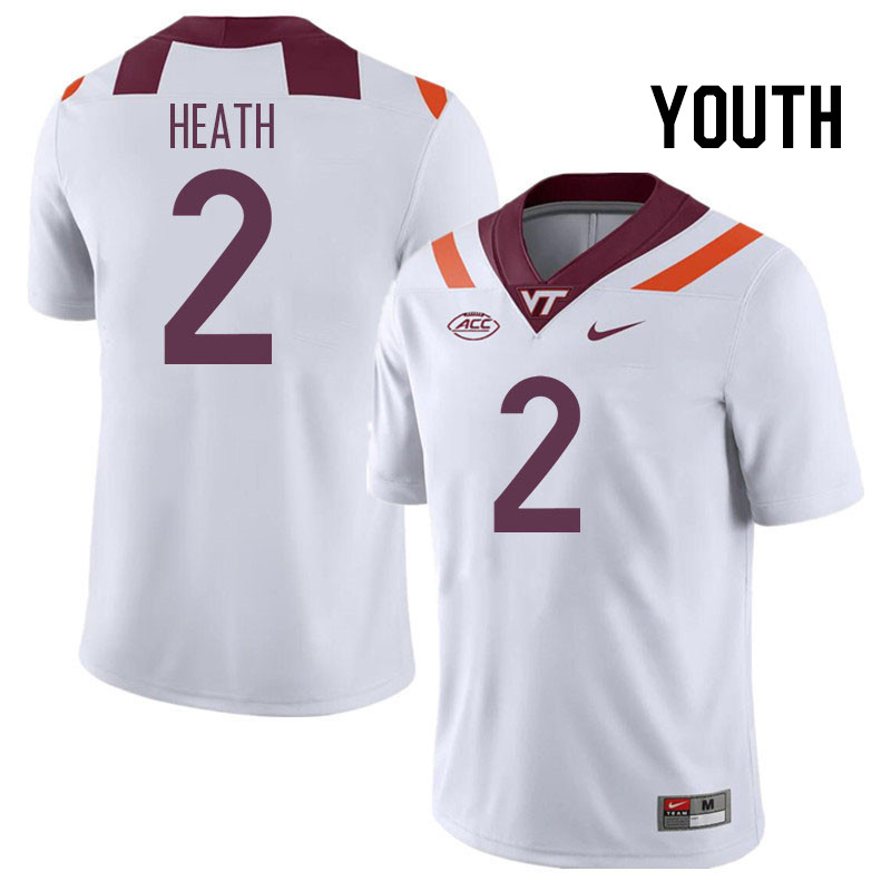 Youth #2 Takye Heath Virginia Tech Hokies College Football Jerseys Stitched Sale-White